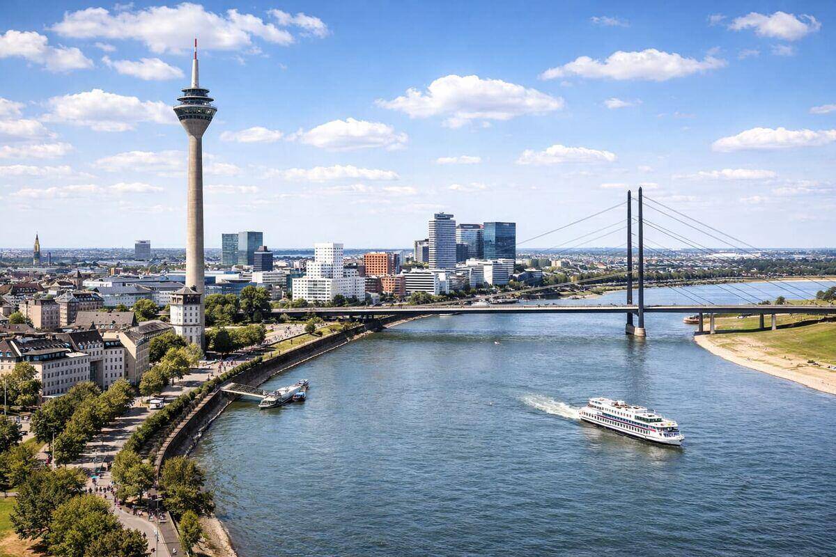 Stadtansicht von Düsseldorf im Rheinland – hier kaufen wir Autos mit Motorschaden an