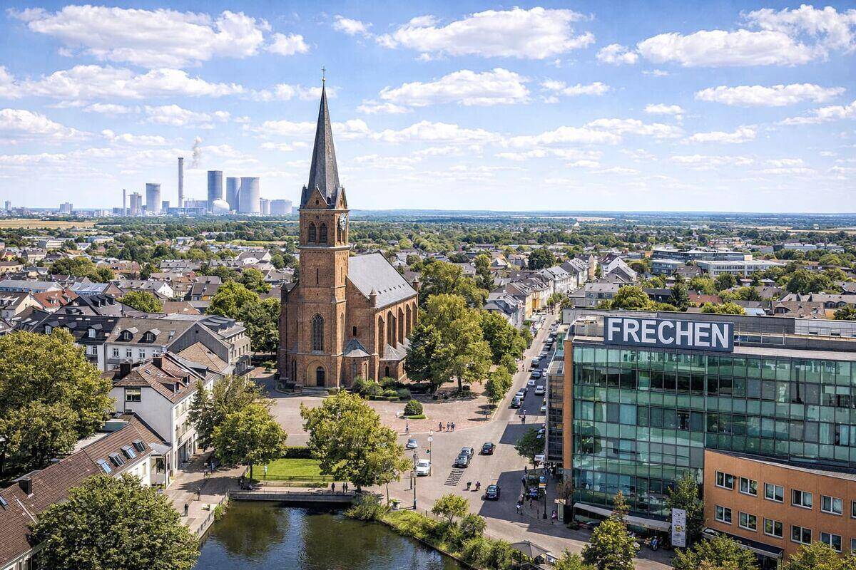 Stadtansicht von Frechen im Rhein-Erft-Kreis – hier kaufen wir Autos mit Motorschaden an