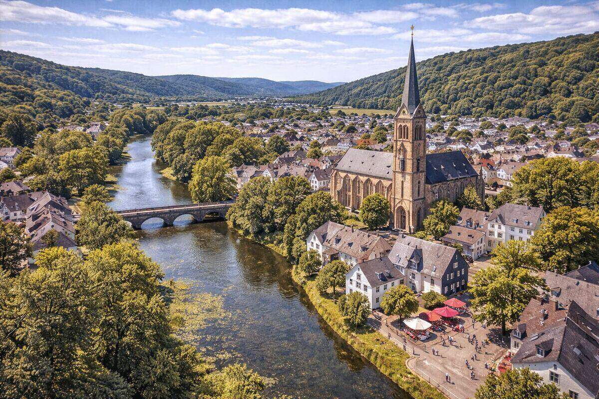Stadtansicht von Hennef im Rhein-Sieg-Kreis – hier kaufen wir Autos mit Motorschaden an