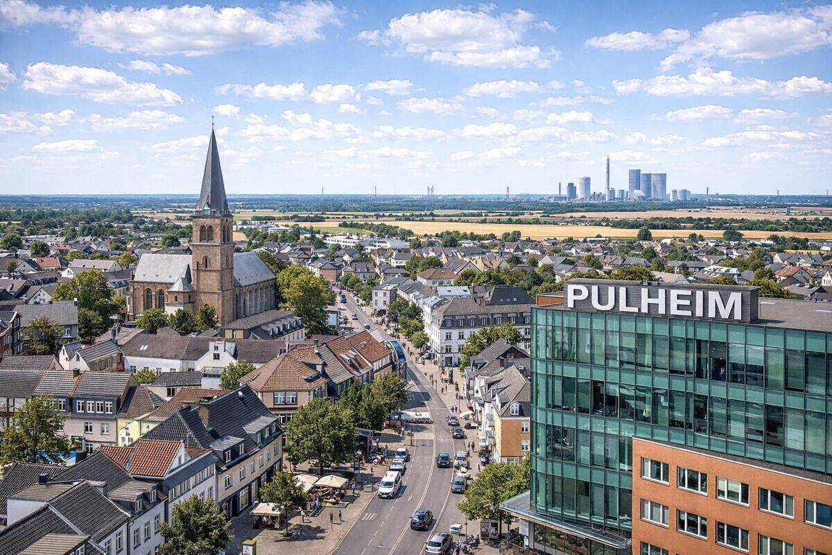 Stadtansicht von Pulheim im Rhein-Erft-Kreis – hier kaufen wir Autos mit Motorschaden an