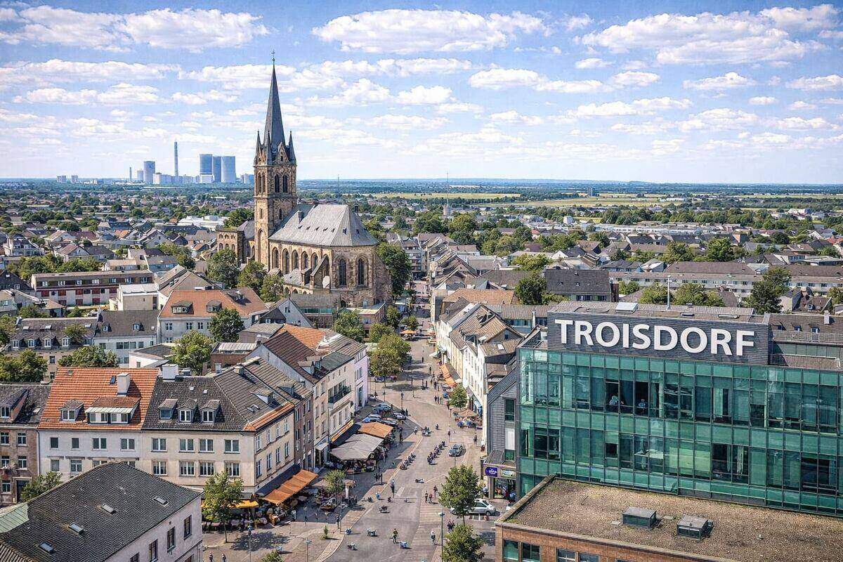 Stadtansicht von Troisdorf im Rhein-Sieg-Kreis – hier kaufen wir Autos mit Motorschaden an